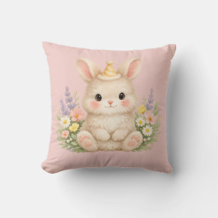 Cojín Decorativo Diseño de Flor Silvestre de Conejo Esponjoso para