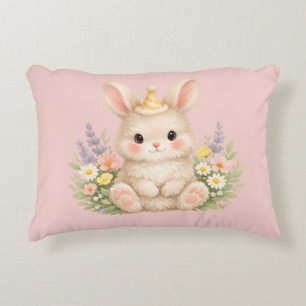 Cojín Decorativo Diseño de Flor Silvestre de Conejo Esponjoso para