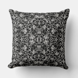 Cojín Decorativo Diseño de flores dálmata negro lindo