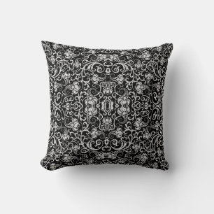 Cojín Decorativo Diseño de flores dálmata negro lindo