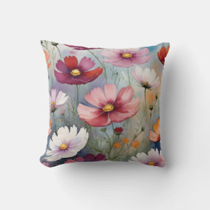 Cojín Decorativo Diseño de flores de cosmos coloridas