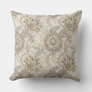 Cojín Decorativo Diseño de flores de paisley real elegante arte de