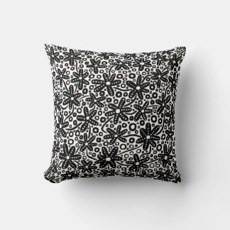 Cojín Decorativo Diseño de flores - Negro