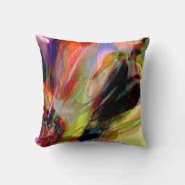 Cojín Decorativo Diseño de flores rojas, amarillas y surrealistas n