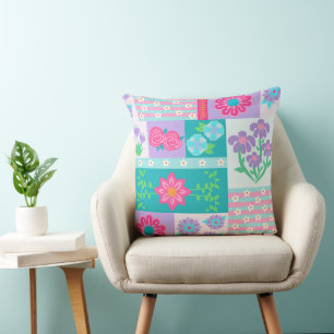 Cojín Decorativo Diseño de flores vibrantes en flor