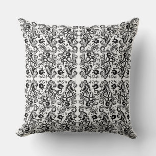 Cojín Decorativo Diseño de fondo floral blanco negro lindo