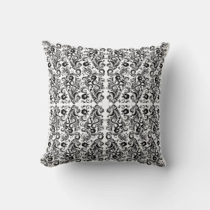 Cojín Decorativo Diseño de fondo floral blanco negro lindo