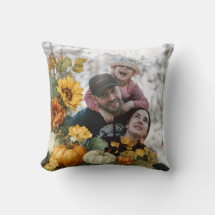 Cojín Decorativo Diseño de fotos de calabaza otoñal personalizado
