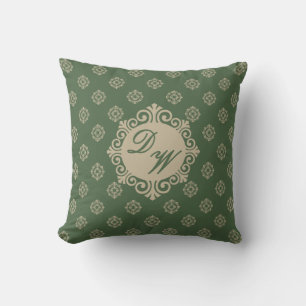 Cojín Decorativo Diseño de foulard estilizado en verde salvia