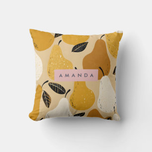 Cojín Decorativo Diseño de Fruta de Pera de Otoño Personalizado