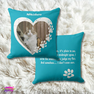 Cojín Decorativo Diseño de garra corazón de amor de mascota con poe