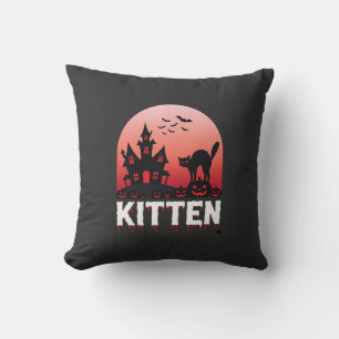 Cojín Decorativo Diseño de gatito de Halloween Casa embrujada_1