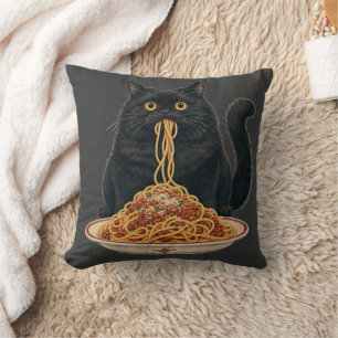 Cojín Decorativo Diseño de gato adorable amante de la comida italia