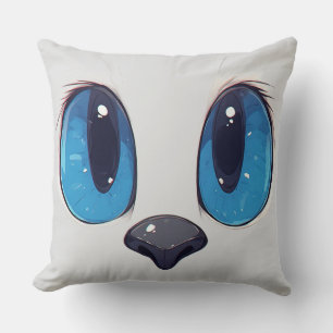 Cojín Decorativo Diseño de gato adorable kawaii con ojos azules