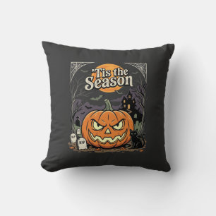 Cojín Decorativo Diseño de gato de calabaza de la temporada de Hall