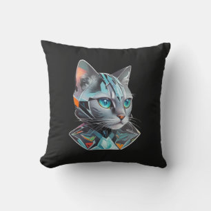 Cojín Decorativo Diseño de gato futurista geométrico