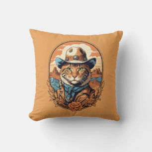Cojín Decorativo Diseño de gato vaquero vintage