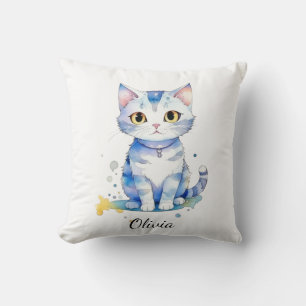 Cojín Decorativo Diseño de gatos de acuarela (gatito)