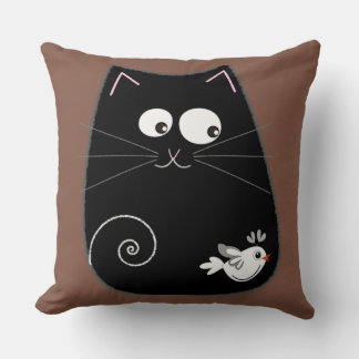 Cojín Decorativo Diseño de gatos negros con pájaro