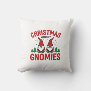 Cojín Decorativo Diseño de Gnome de Vacaciones de Gnomies de Navida