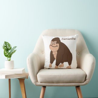 Cojín Decorativo Diseño de Gorila Marrón Personalizado