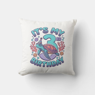 Cojín Decorativo Diseño de grabado vintage de tortuga para 3er cump