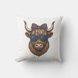 Cojín Decorativo Diseño de grabado vintage de vaca altlandesa patri