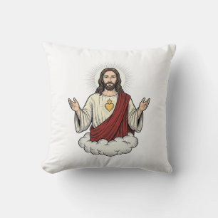 Cojín Decorativo Diseño de grabado vintage devocional del Sagrado C