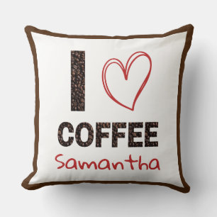 Cojín Decorativo Diseño de grano de café con nombre personalizado p
