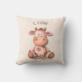 Cojín Decorativo Diseño de guardería de vaca adorable con acento de