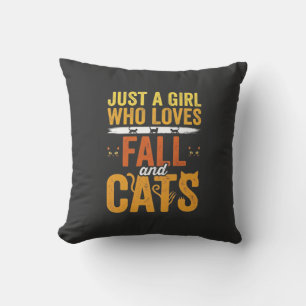 Cojín Decorativo Diseño de Halloween Chica Amante Gatos Otoño