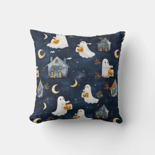 Cojín Decorativo Diseño de Halloween con fantasmas y calabazas