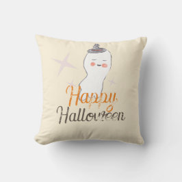 Cojín Decorativo Diseño de Halloween con garabato de fantasma retro