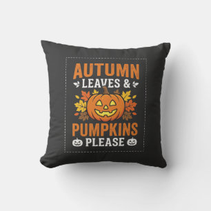 Cojín Decorativo Diseño de Halloween de calabaza de hojas de otoño