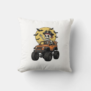 Cojín Decorativo Diseño de Halloween de camión monstruo esqueleto p