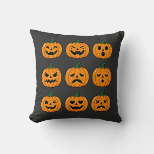 Cojín Decorativo Diseño de Halloween de Caras de Calabaza Lindas