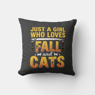 Cojín Decorativo Diseño de Halloween de chicas gatos de otoño_1