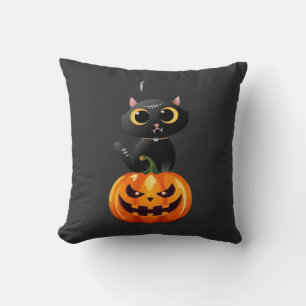 Cojín Decorativo Diseño de Halloween de Gato Negro � Arte de Calaba