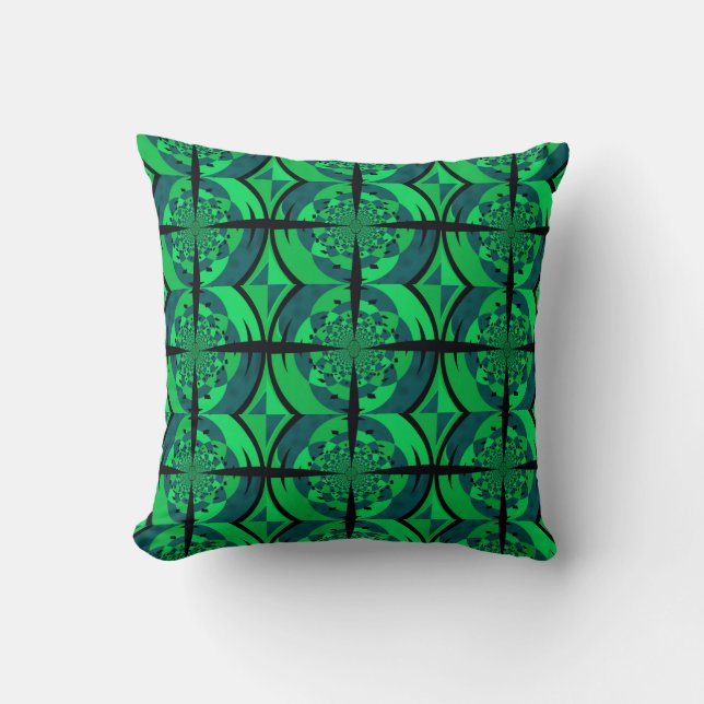 Cojín Decorativo Diseño de hélice verde y negro (Anverso)
