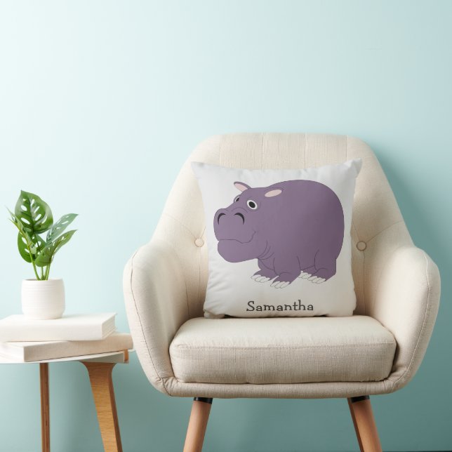 Cojín Decorativo Diseño de Hipopótamo Personalizado (Silla)