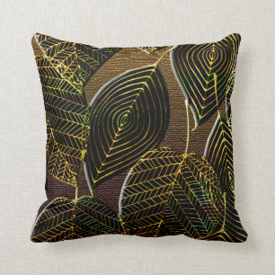 Cojín Decorativo Diseño de hojas afrocéntricas contemporáneas