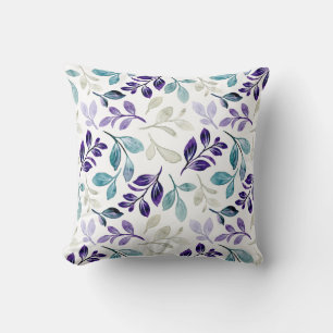 Cojín Decorativo Diseño de hojas de acuarela armoniosas