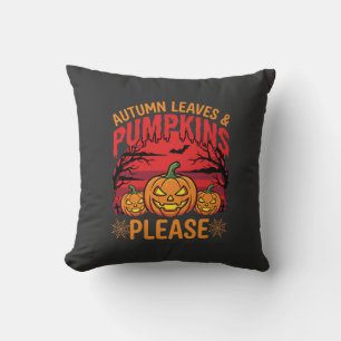 Cojín Decorativo Diseño de hojas y calabazas de otoño de Halloween