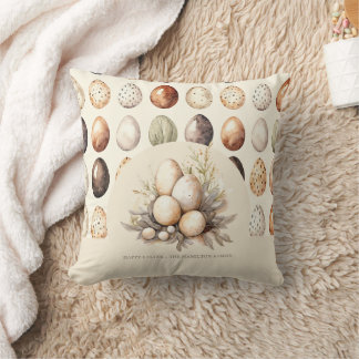 Cojín Decorativo Diseño de Huevos de Pascua en Tonos Crema y Marrón
