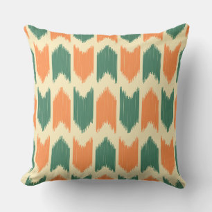 Cojín Decorativo Diseño de Ikat en colores retro Verde y naranja