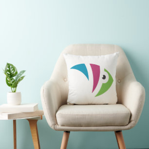 Cojín Decorativo diseño de ilustración de peces de acuario colorido