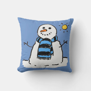 Cojín Decorativo Diseño de ilustración divertida de muñeco de nieve