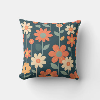 Cojín Decorativo Diseño de Ilustracion floral negrita