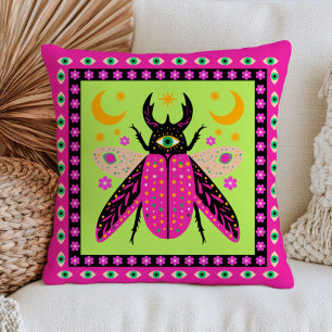 Cojín Decorativo Diseño de insecto funky escarabajo de ojo maligno