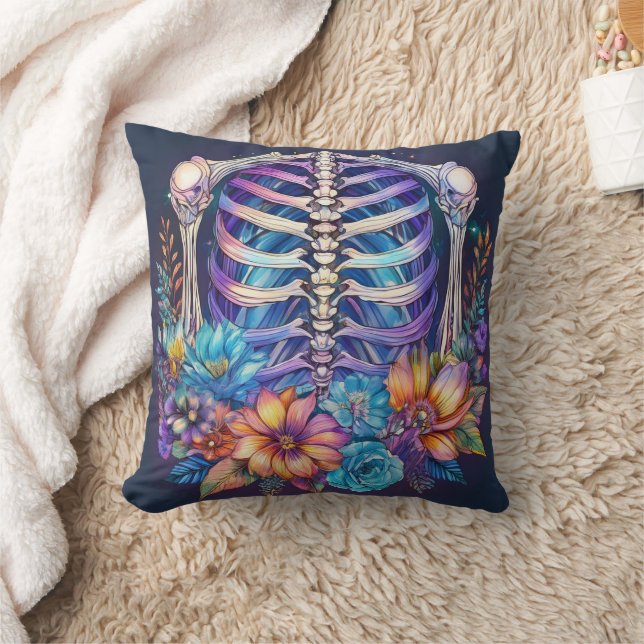 Cojín Decorativo Diseño de jaulas y flores (Manta)